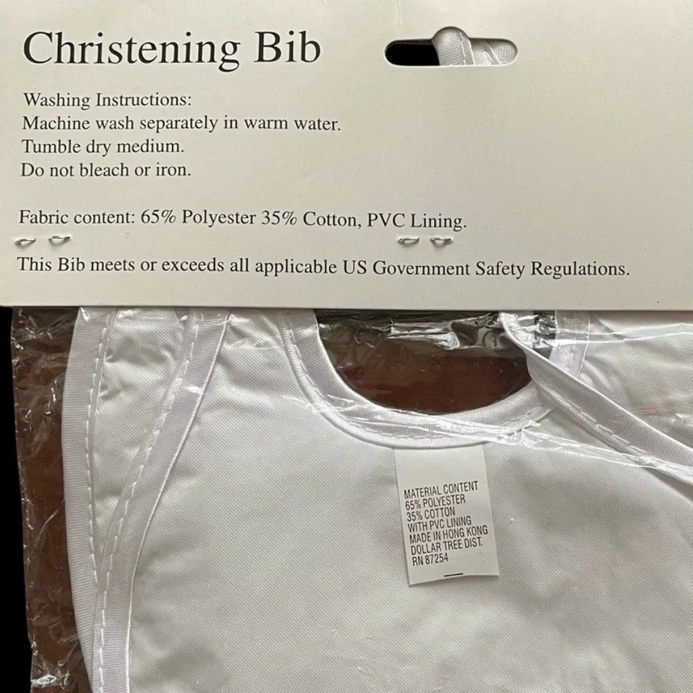 MOTHERS CARE Christening Baby Bib Waterproof White Eyelet Lace